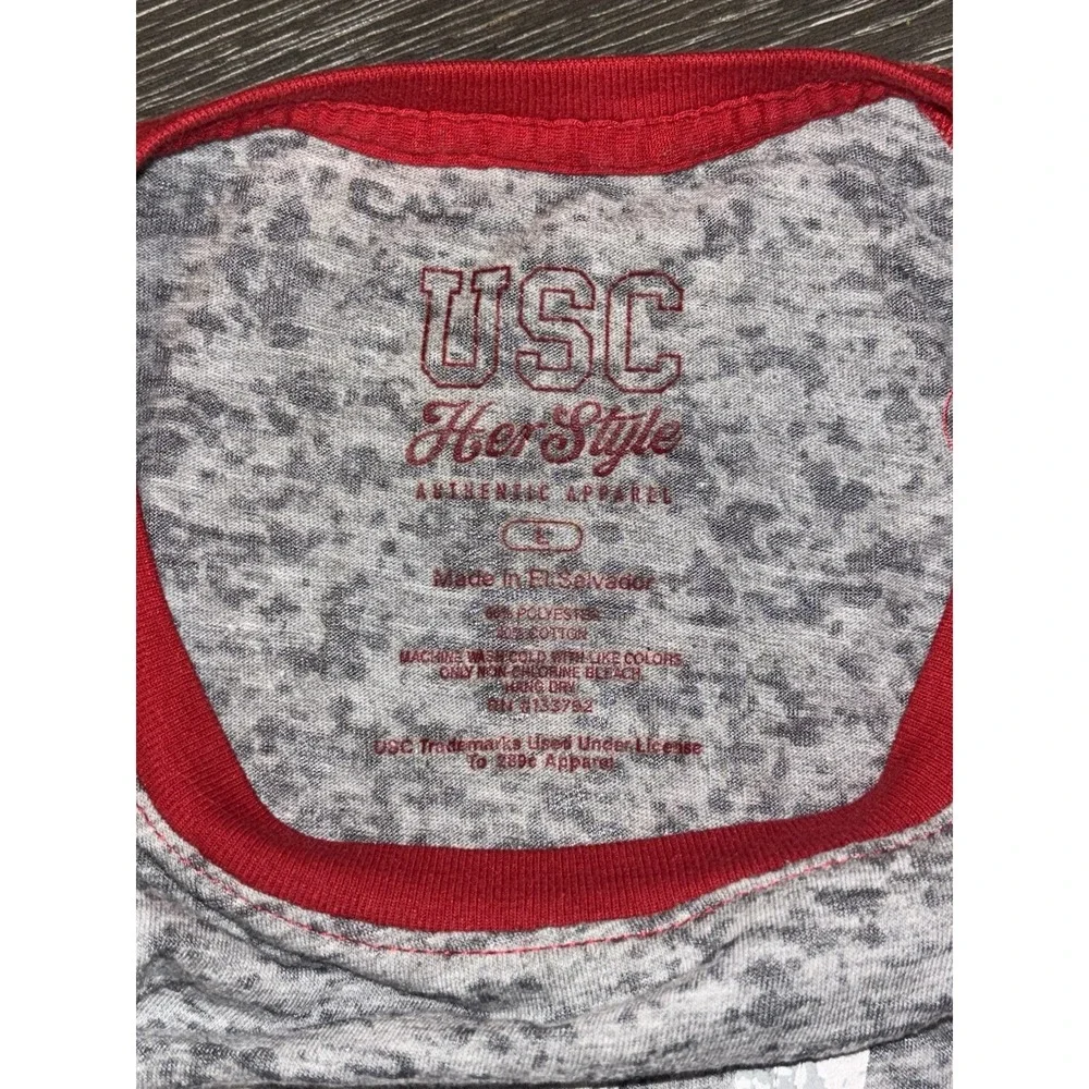 USC Trojans 3/4 Sleeve T Shirt Women's Large‎ Red/ Gray